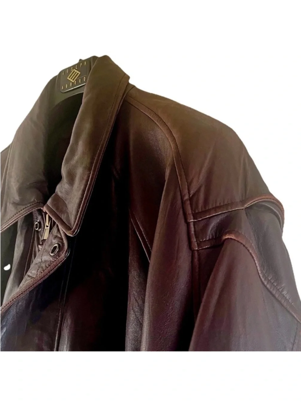 MARC Brown Lambskin Leather Mens Quilted Drawstring Waist Jacket - Size L